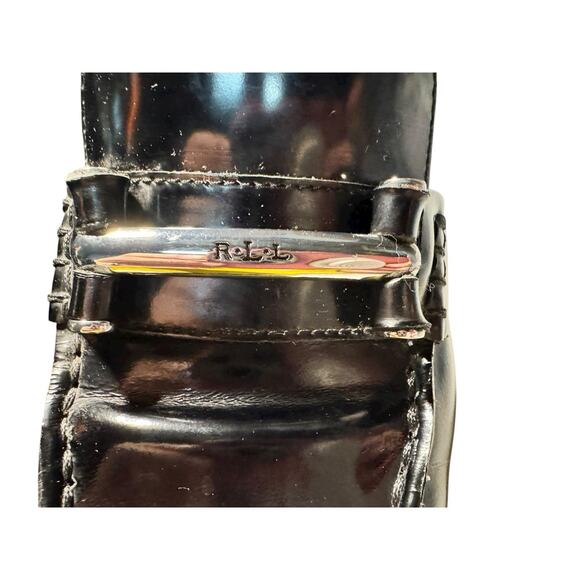 Ralph Lauren Black Leather Chunky Block Heel Loafers 9B Preppy Chic 90s Office - Picture 5 of 12